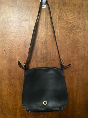 Coach Black Leather Crossbody Saddle Bag